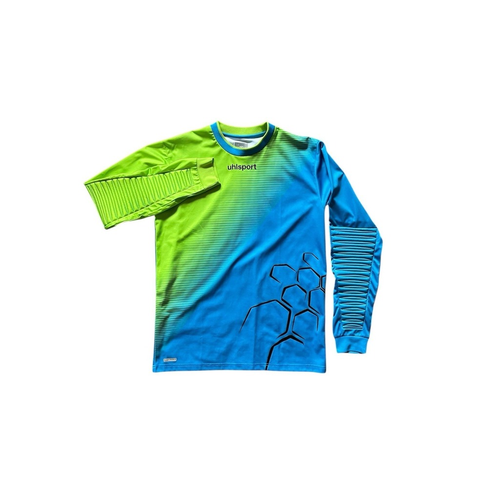 Uhlsport Goalkeeper Jersey Mens Large Blue Green Padded Elbows‎ Towart Technik